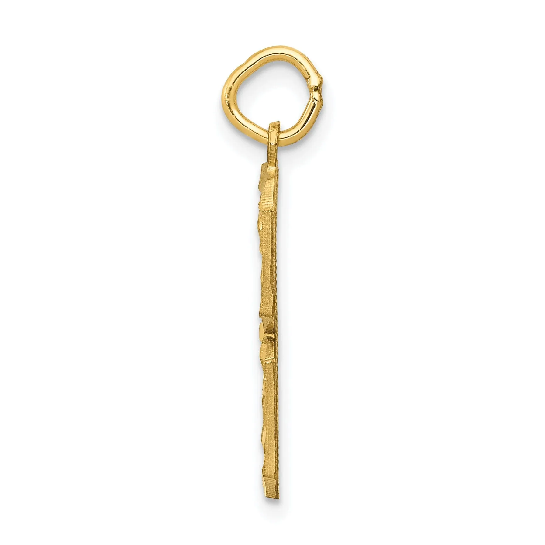 14k Yellow Gold Diamond Cut Texture Finish Large Size Number 3 Charm Pendant
