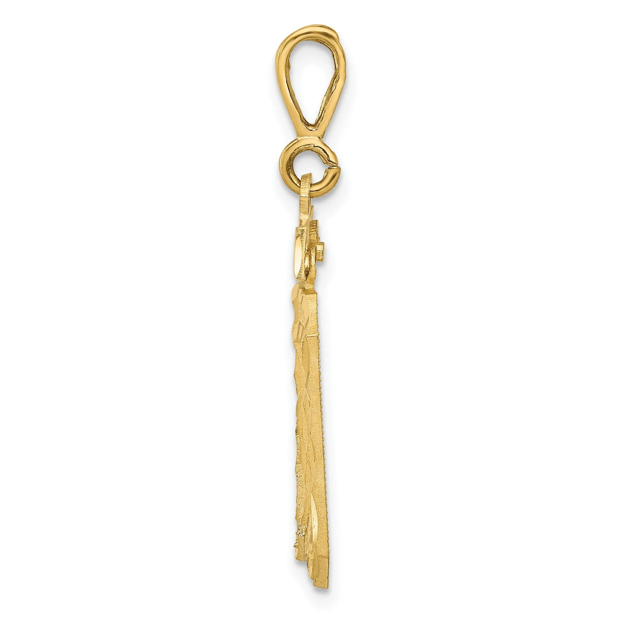 14k Yellow Gold Diamond Cut Texture Finish Large Size Number 30 Charm Pendant