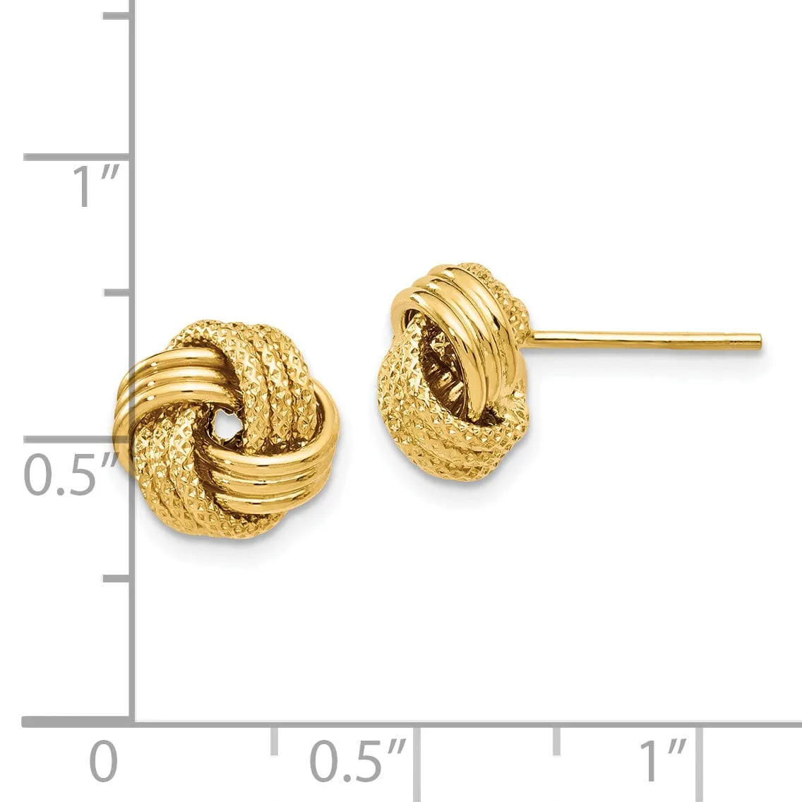 14k Yellow Gold Texture Love Knot Earrings