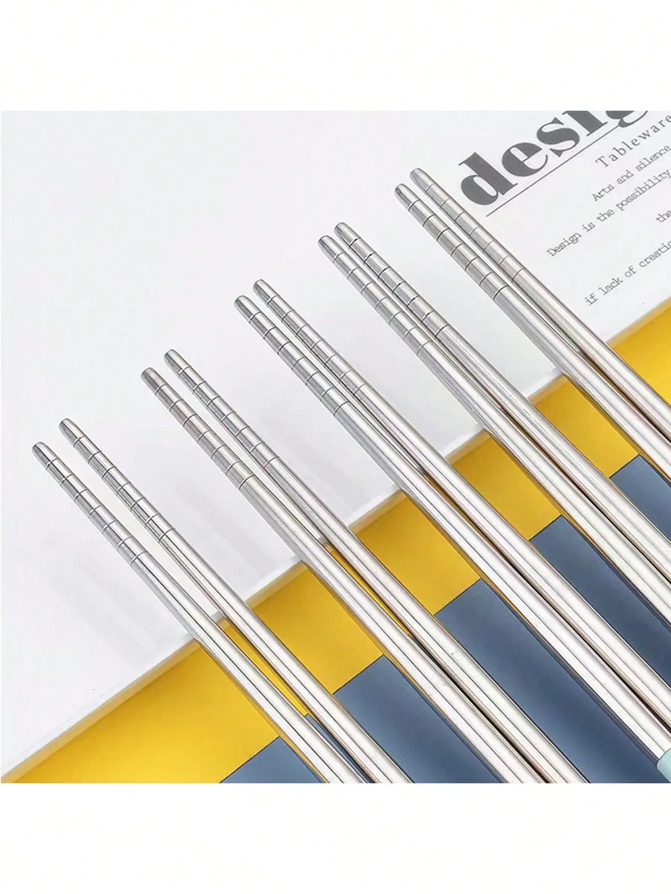 1pc/A Pair Of Wheat Straw 304 Stainless Steel Chopsticks Color Chopsticks National Tide Wind Cross-Border E-Commerce Chopsticks Color