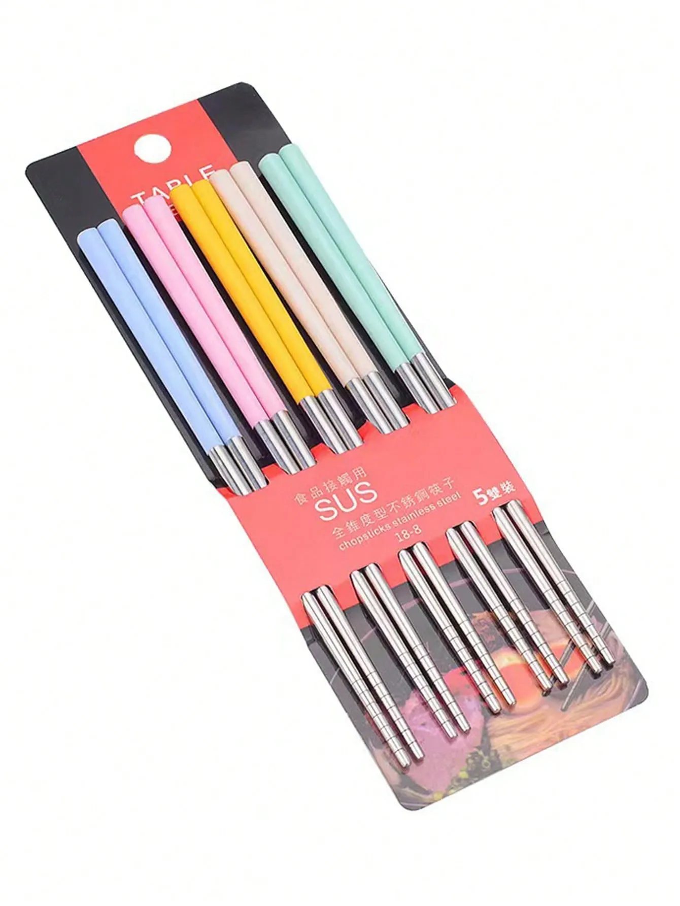 1pc/A Pair Of Wheat Straw 304 Stainless Steel Chopsticks Color Chopsticks National Tide Wind Cross-Border E-Commerce Chopsticks Color