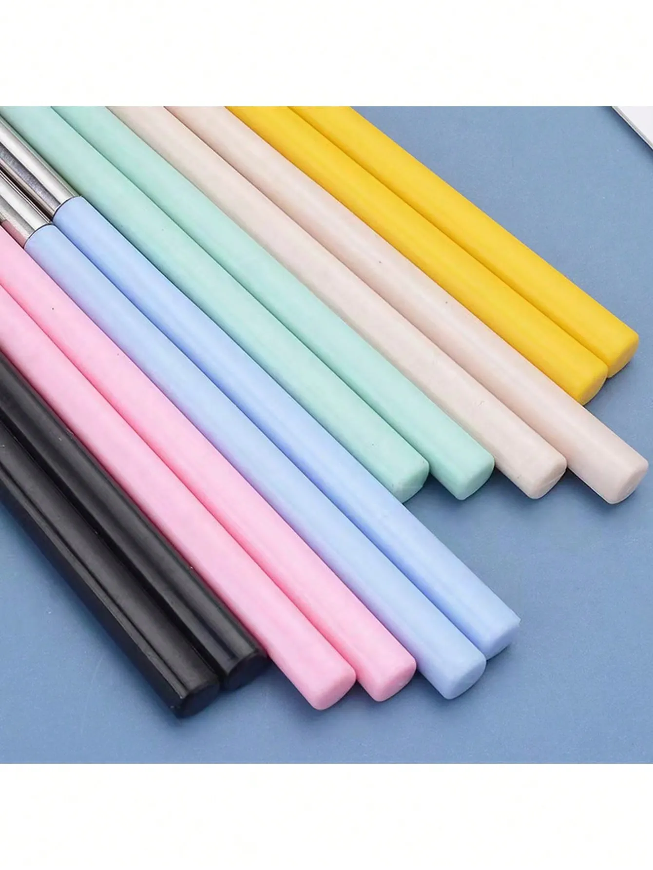 1pc/A Pair Of Wheat Straw 304 Stainless Steel Chopsticks Color Chopsticks National Tide Wind Cross-Border E-Commerce Chopsticks Color