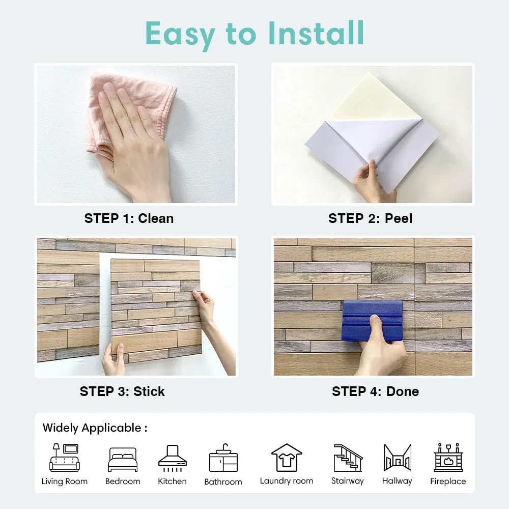 3D Shiplap Wood Peel and Stick Wall Tile
