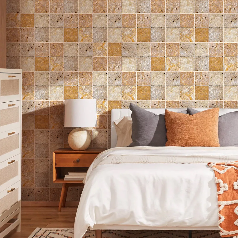3D Tan Rock Stone Peel and Stick Wall Tile