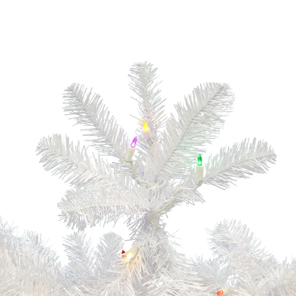 4.5' White Salem Pencil Pine Christmas Tree, Colored Dura-lit LED Lights