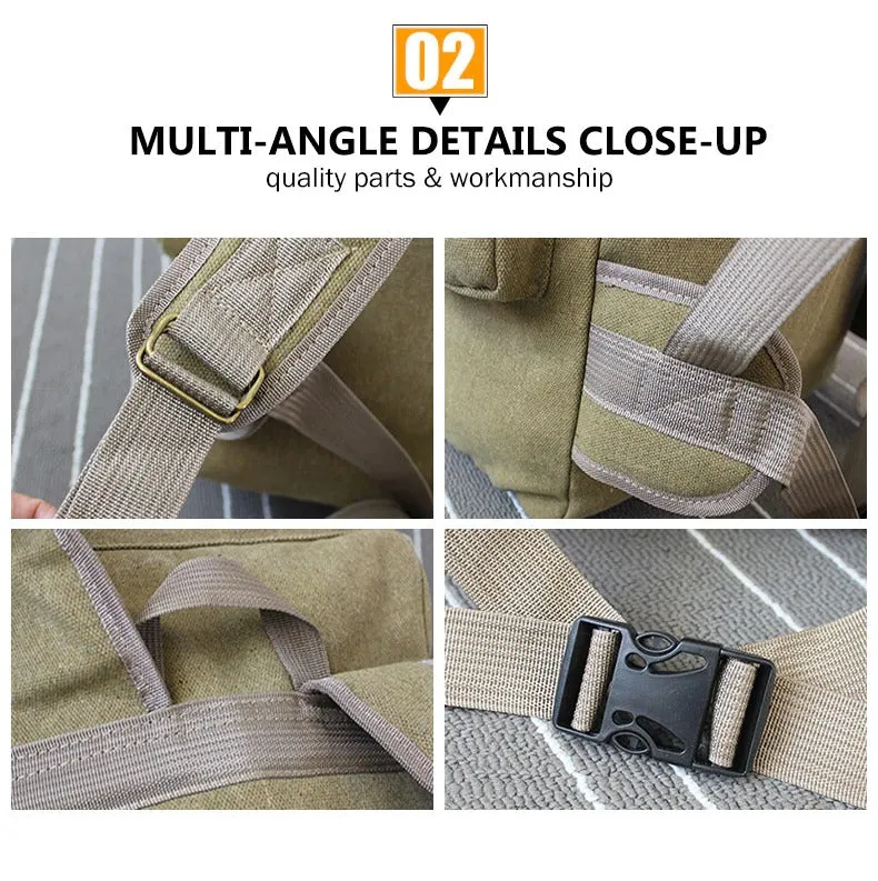60L Large Military Bag Canvas Backpack Tactical Bags Camping Hiking Army Travel Molle Men Outdoor