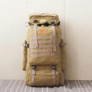 60L Large Military Bag Canvas Backpack Tactical Bags Camping Hiking Army Travel Molle Men Outdoor