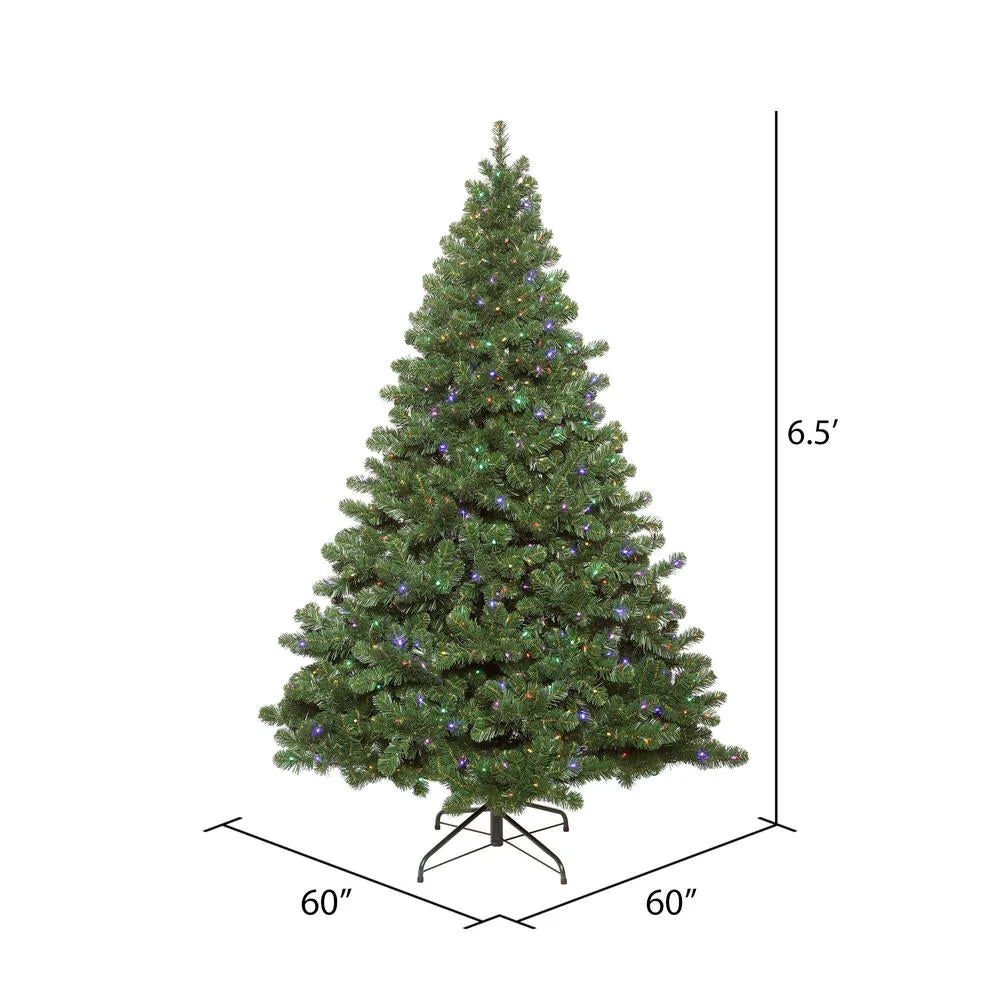 6.5' Oregon Fir Artificial Christmas Tree Wide Angle Single Mold Colored LED