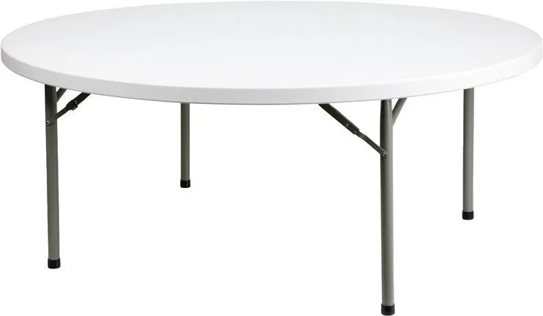 72" Round Granite White Plastic Folding Table