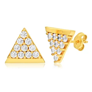 9ct Yellow Gold Cubic Zirconia stunning Pyramid Stud Earrings
