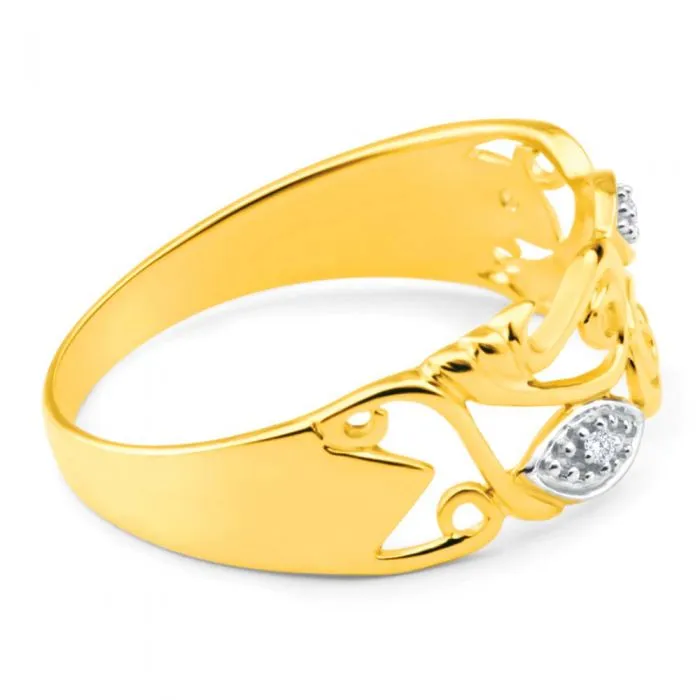9ct Yellow Gold Stunning Bead Diamond Ring