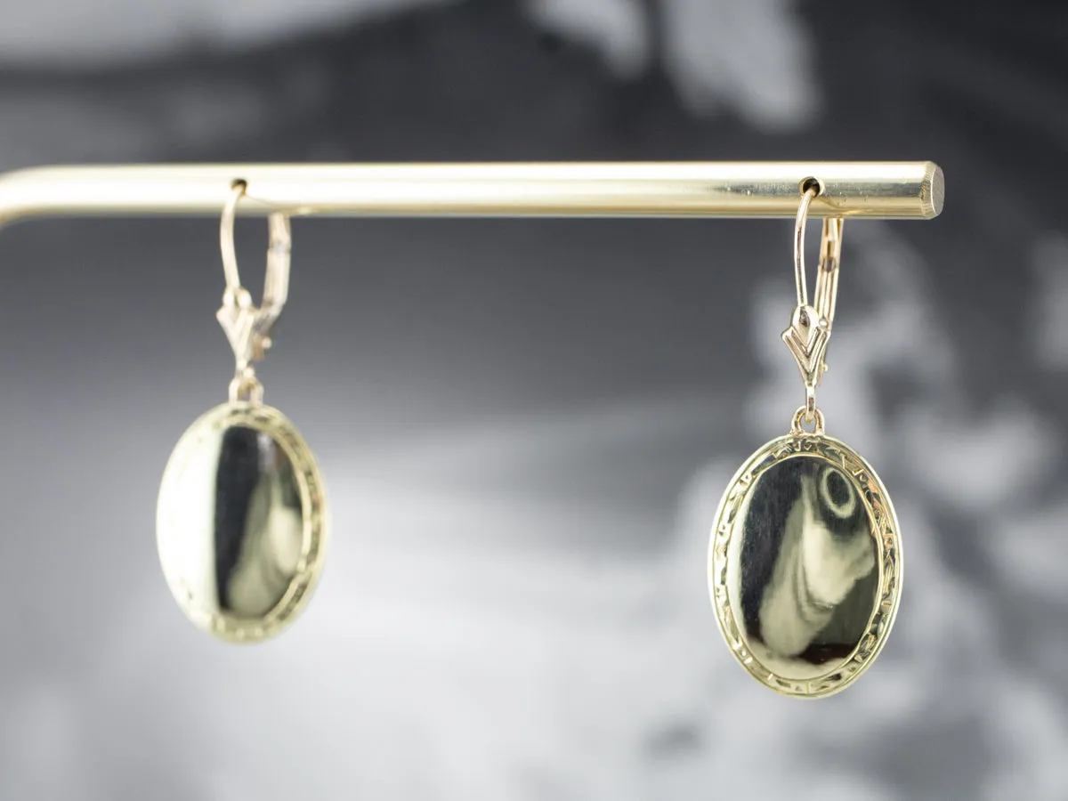 Antique Etched Cufflink Drop Earrings
