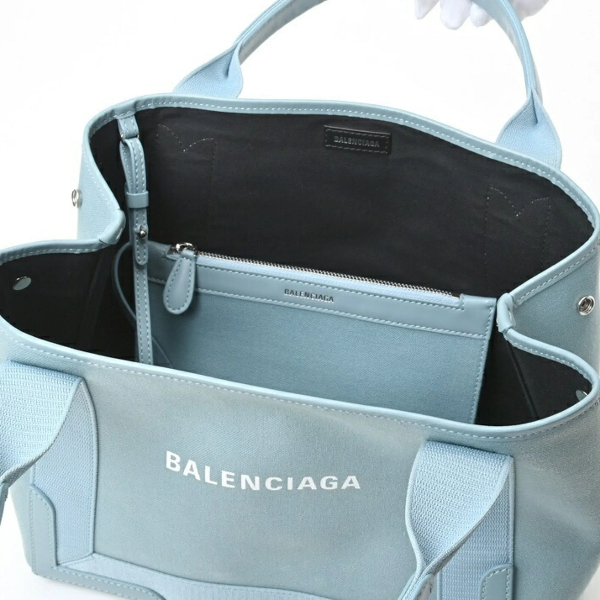 Balenciaga Navy Cabas Blue Canvas Bag