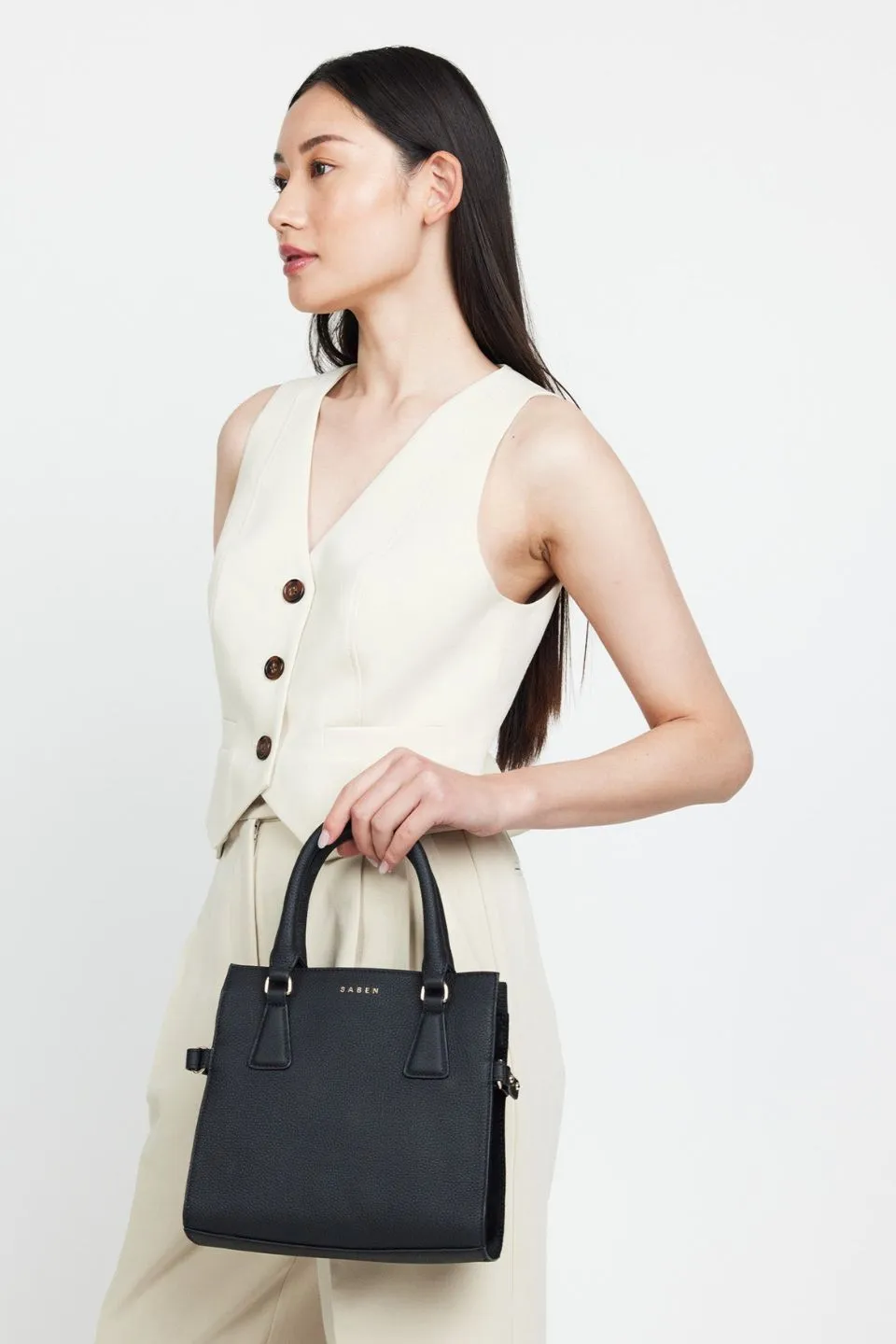 Beau Black Leather Crossbody Bag