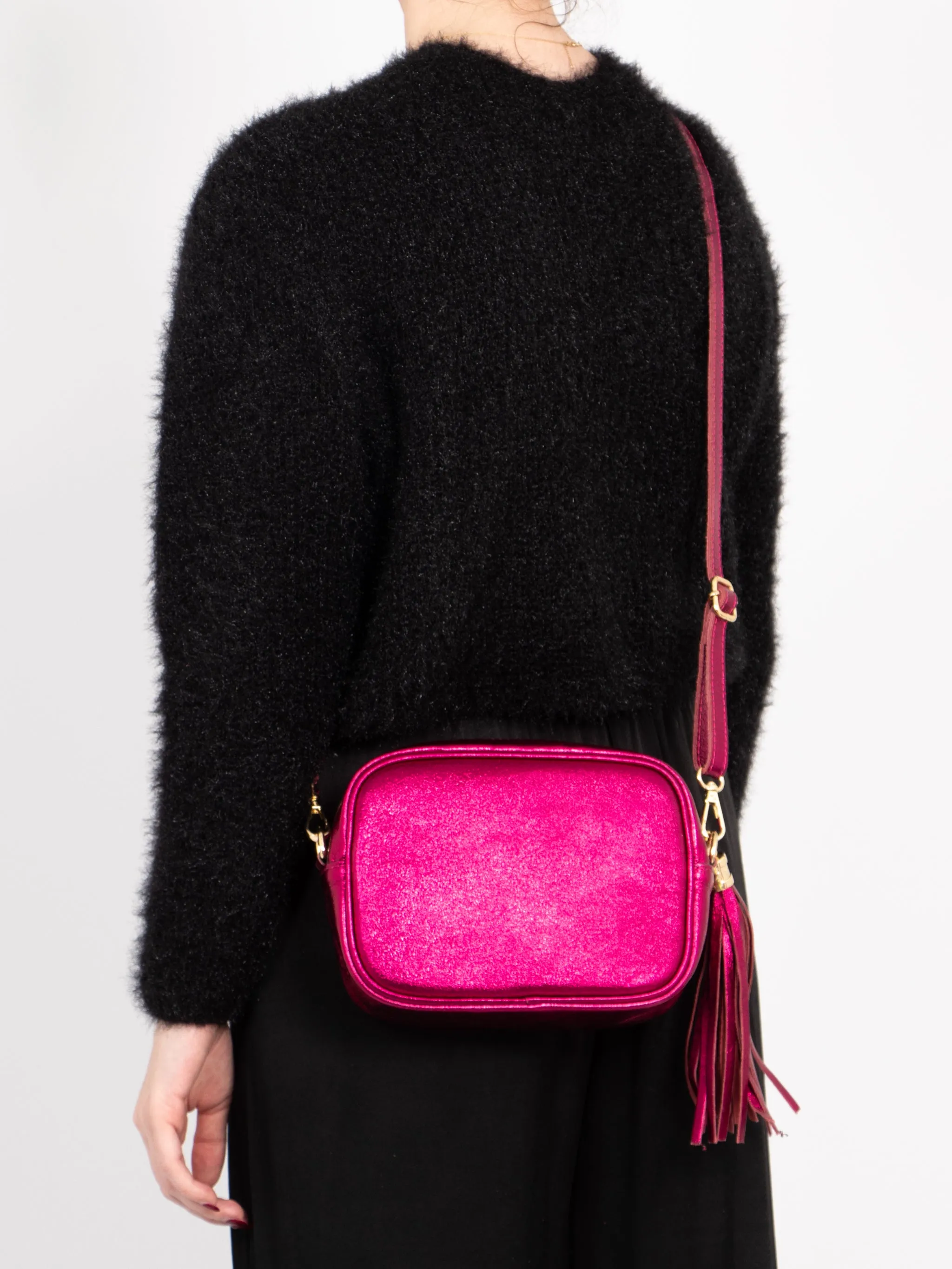 Beau Crossbody Bag - Raspberry, Metallic