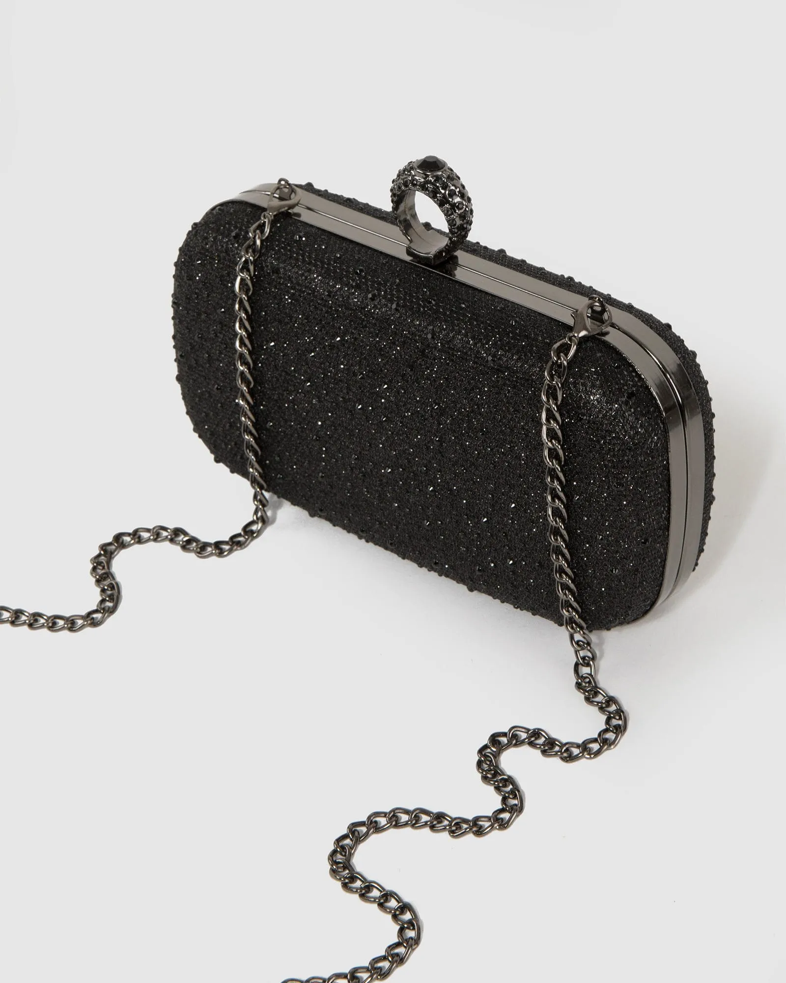 Black Becca Loop Handle Clutch Bag