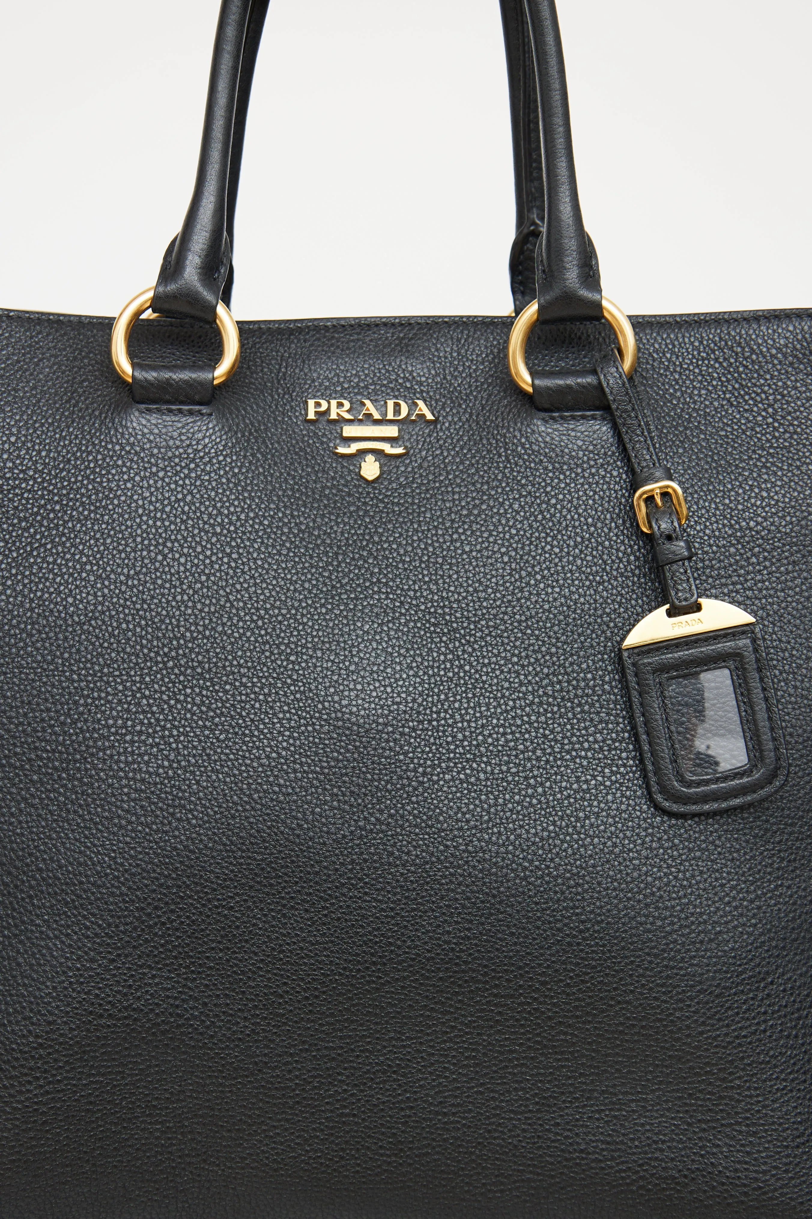 Black Vitello Phenix Shopping Tote Bag