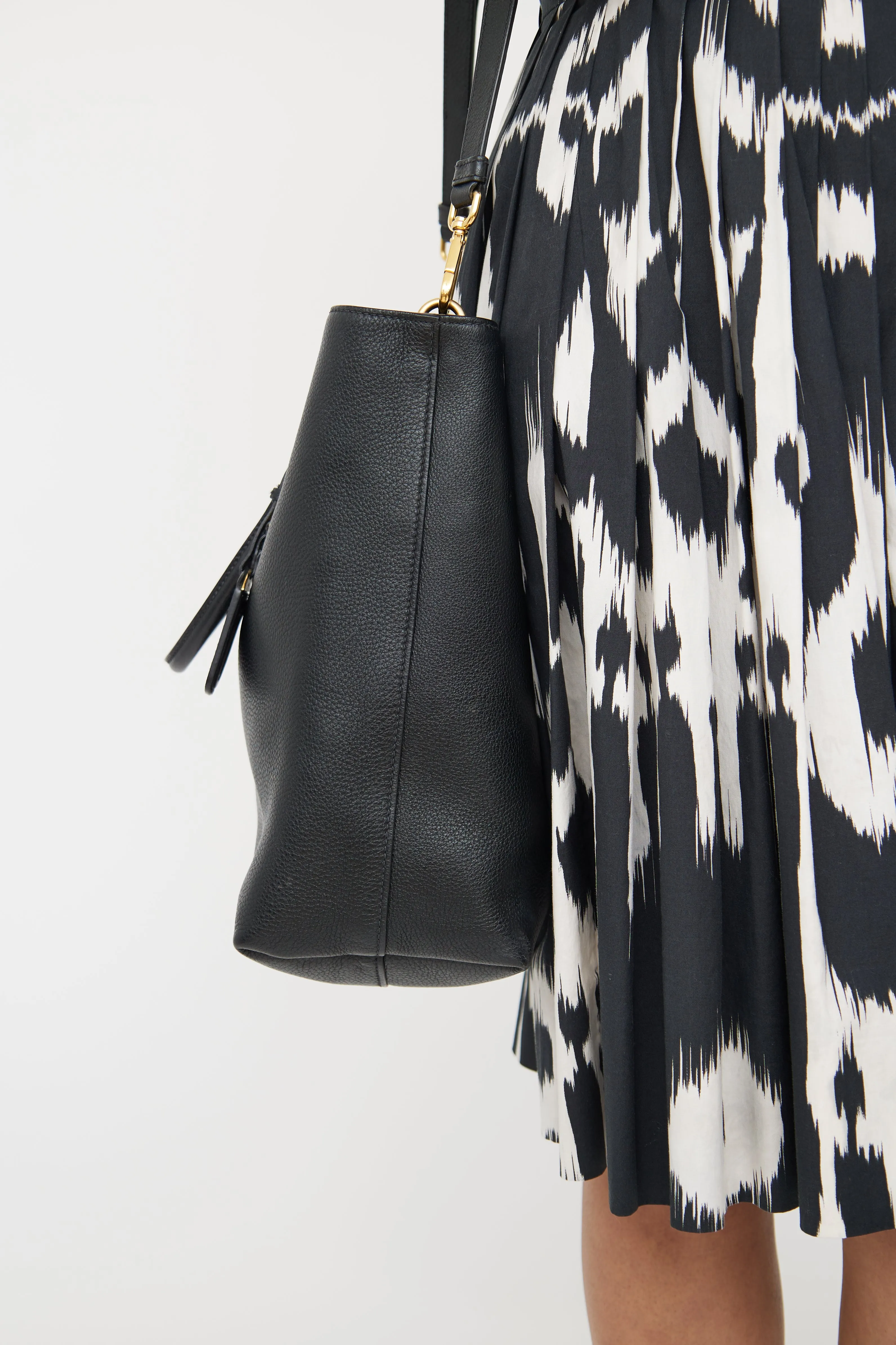Black Vitello Phenix Shopping Tote Bag