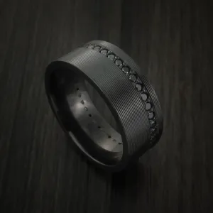 Black Zirconium Eternity Men's Band with Stunning Black Diamonds