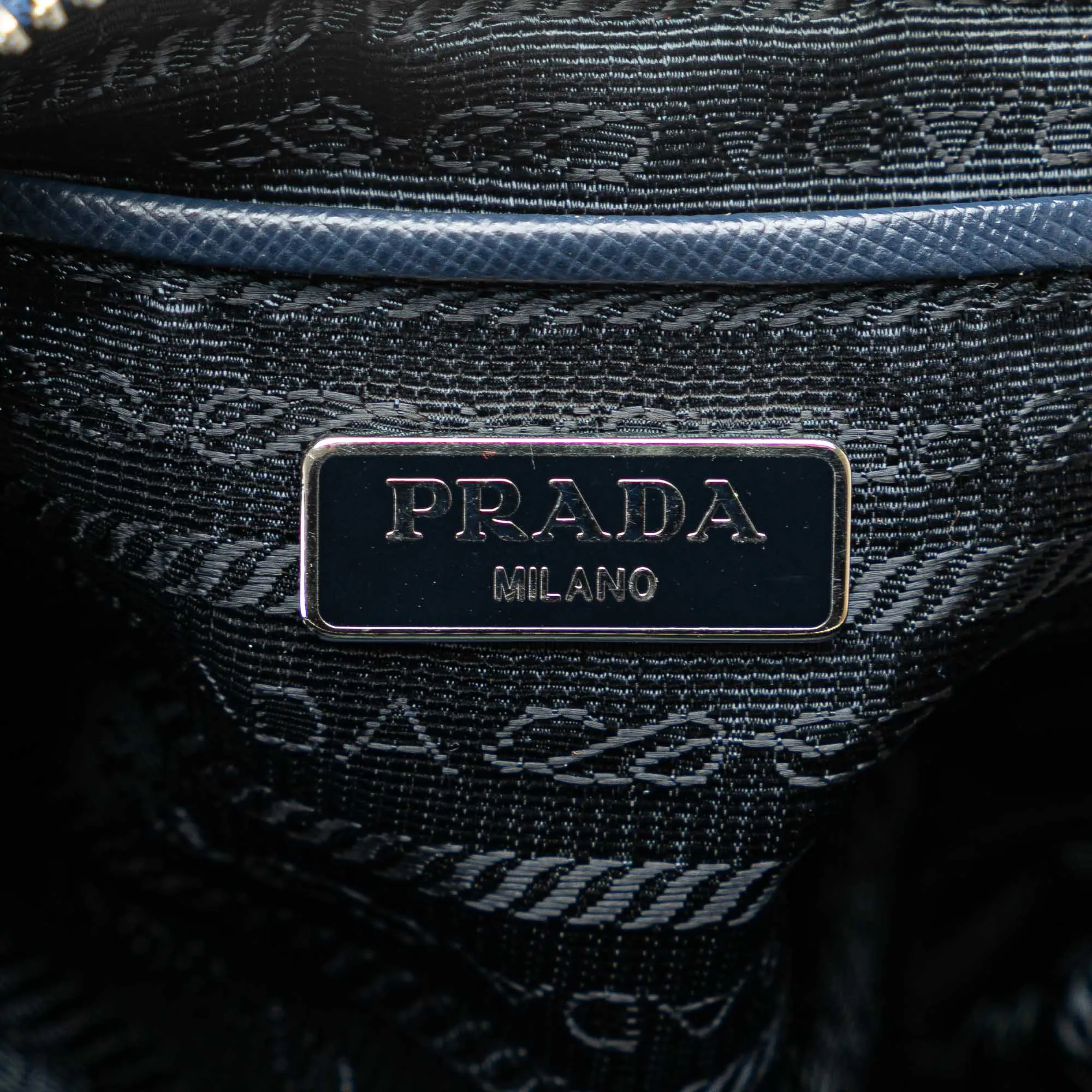 Blue Prada Mini Denim Studded Embellished Camera Crossbody