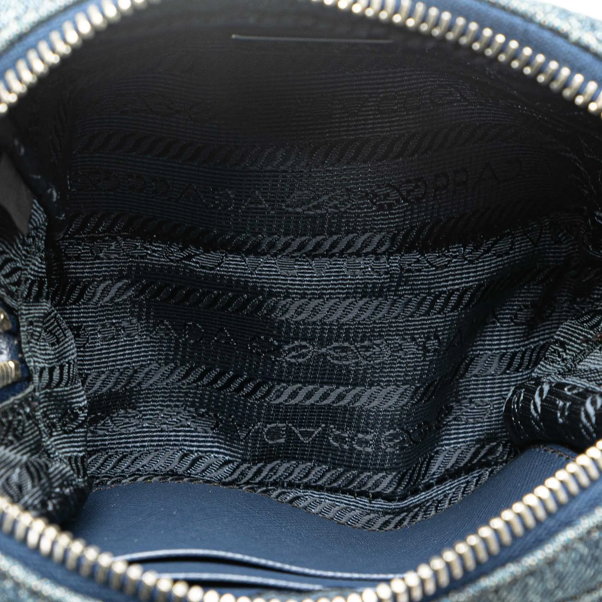 Blue Prada Mini Denim Studded Embellished Camera Crossbody