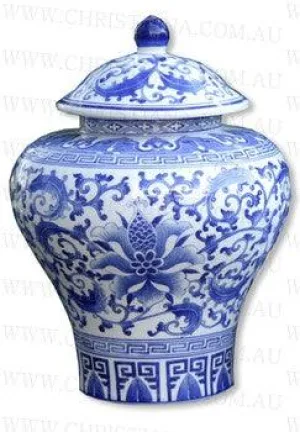 Blue   White Ming Temple Jar | 35cm