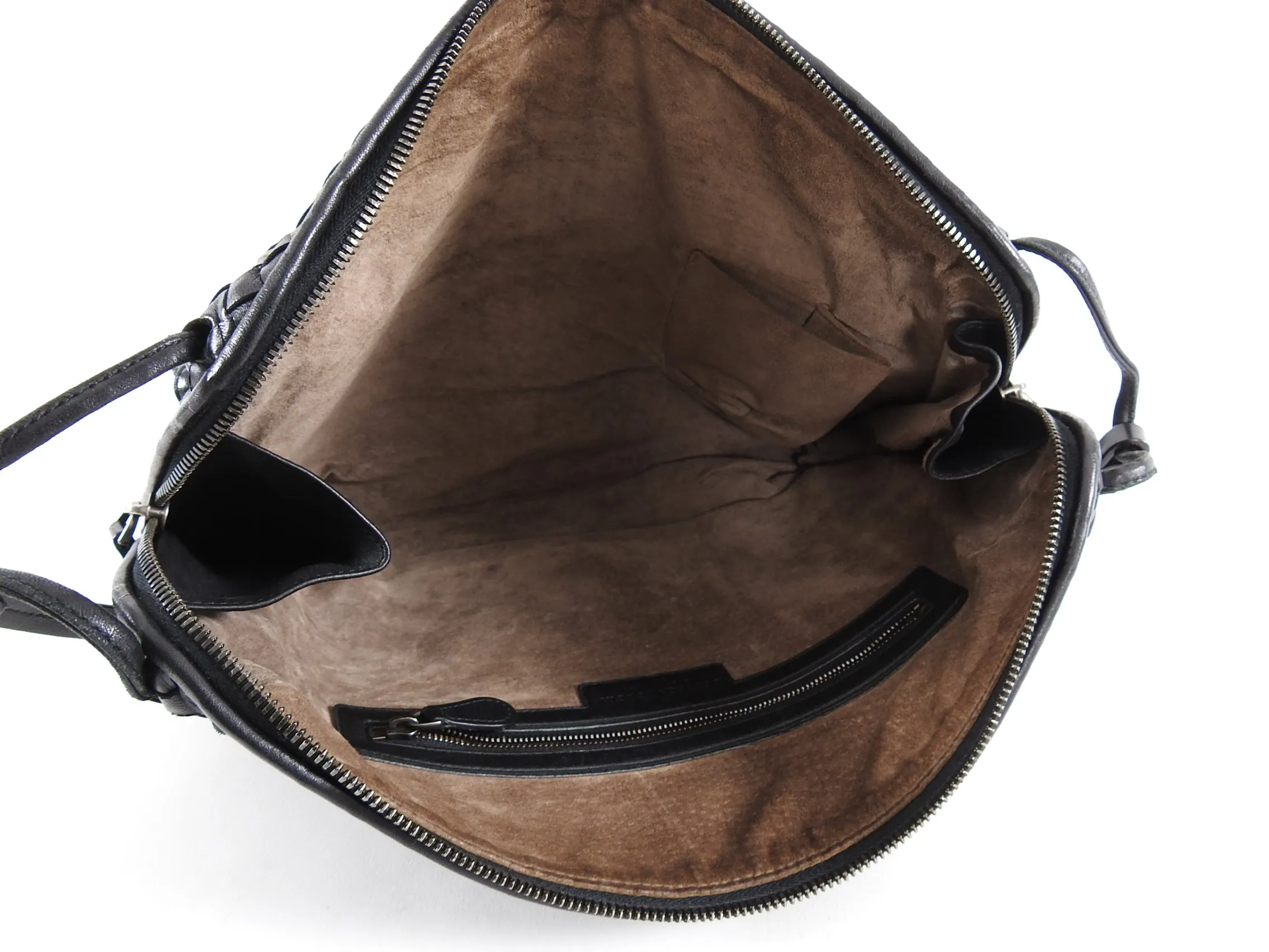 Bottega Veneta Black Nodini Intrecciato Leather Pillow Crossbody Bag
