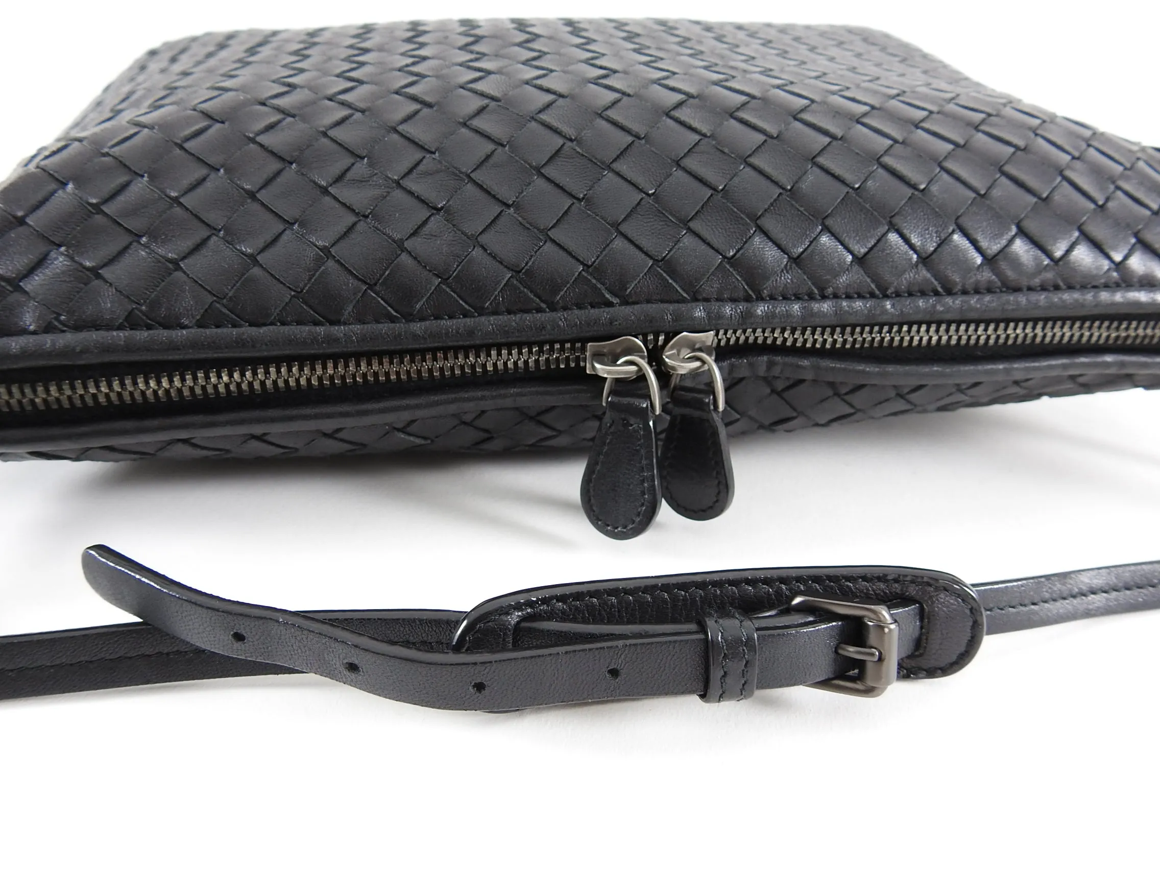 Bottega Veneta Black Nodini Intrecciato Leather Pillow Crossbody Bag