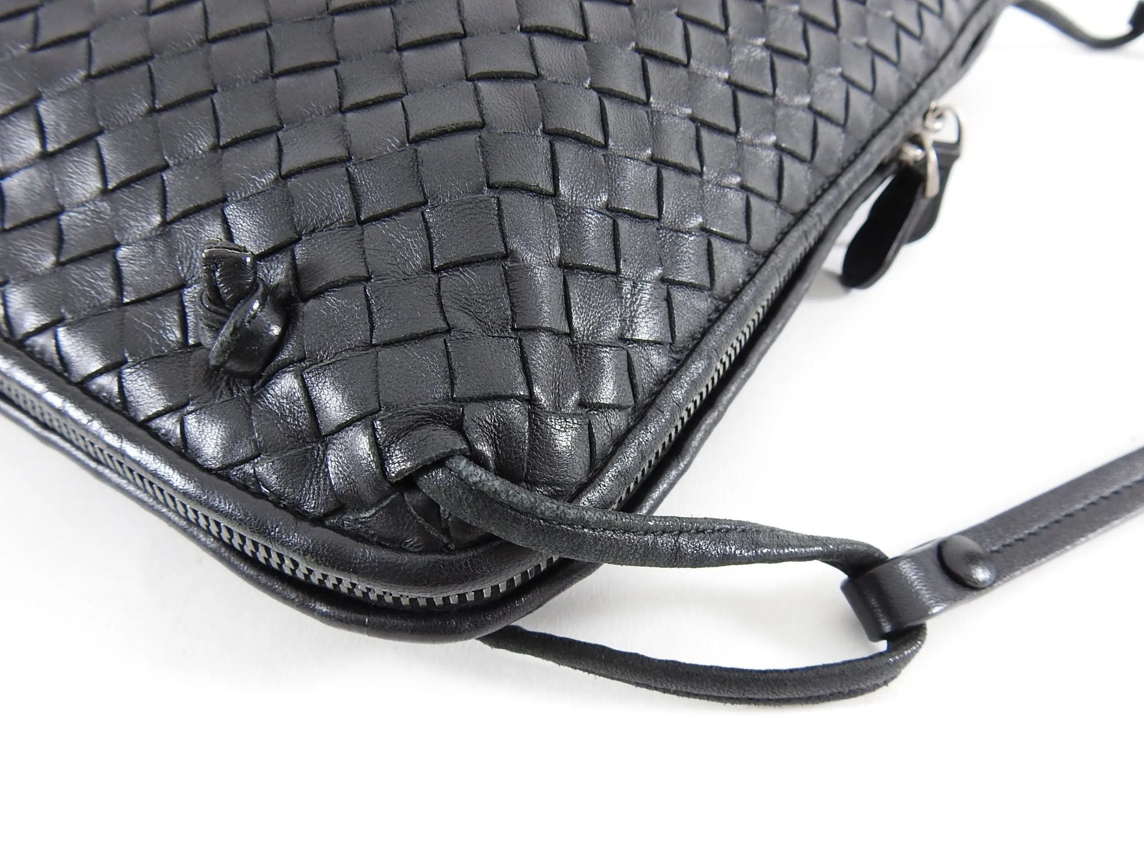 Bottega Veneta Black Nodini Intrecciato Leather Pillow Crossbody Bag