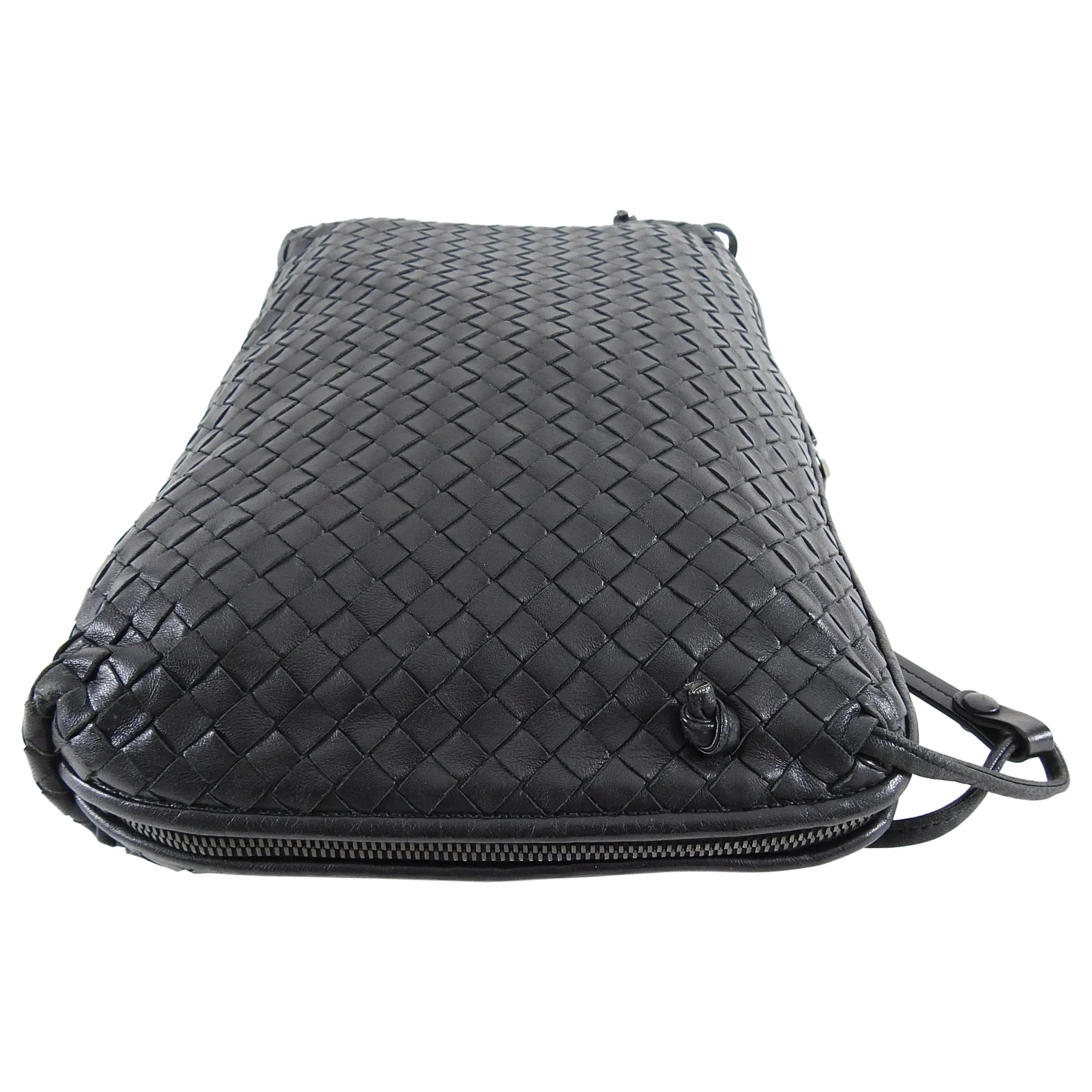 Bottega Veneta Black Nodini Intrecciato Leather Pillow Crossbody Bag