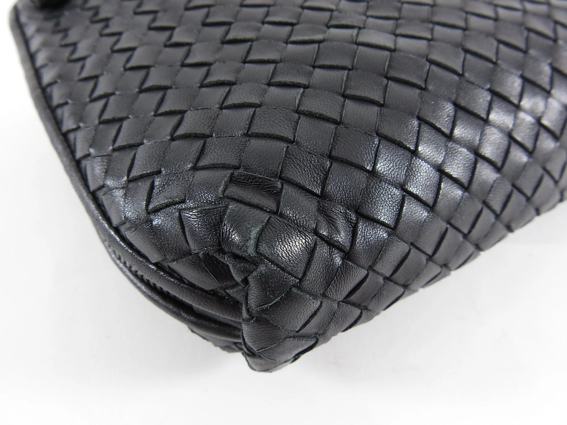 Bottega Veneta Black Nodini Intrecciato Leather Pillow Crossbody Bag