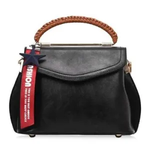 Braid Pendant Star Letter Crossbody Bag - Black