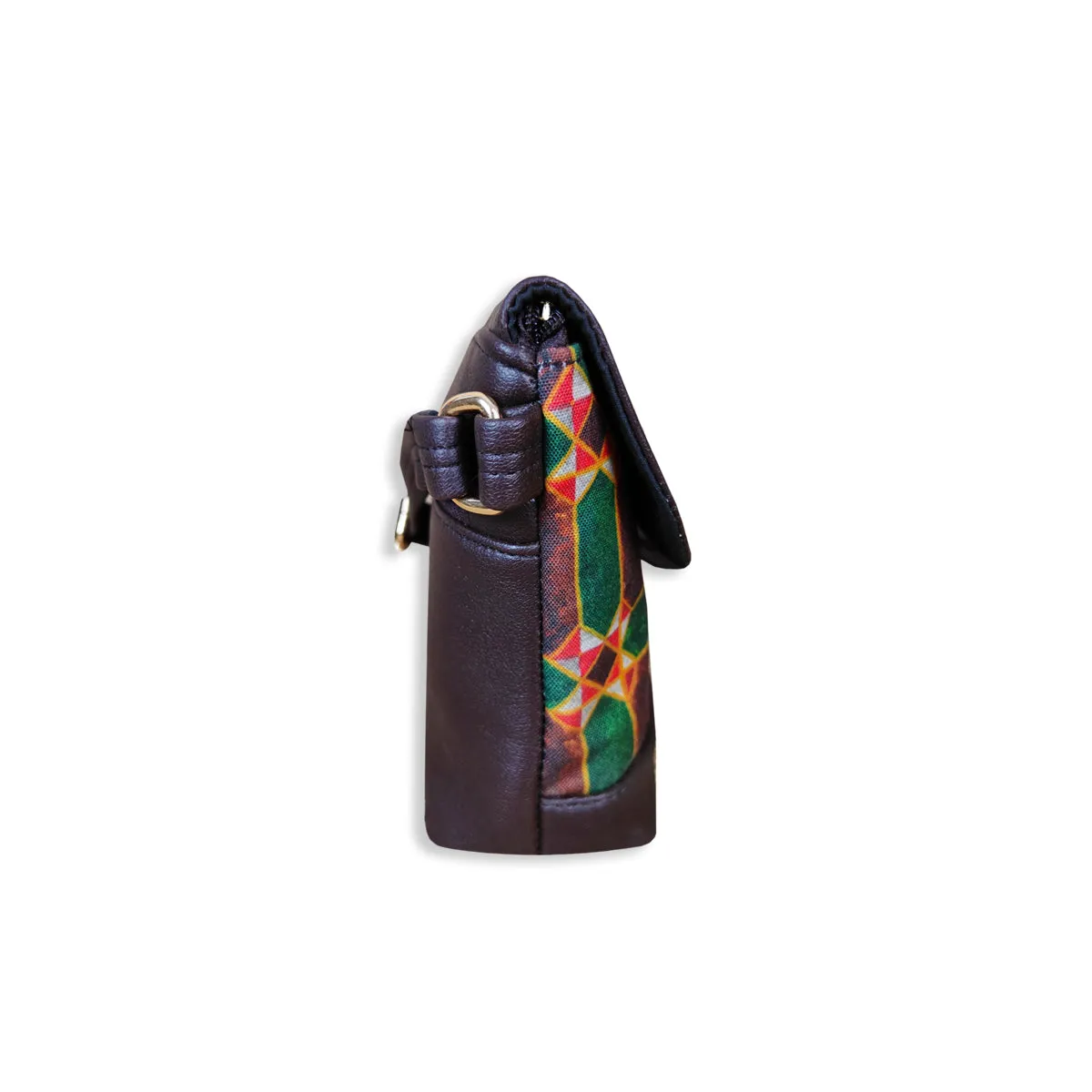 Brown Checks Flap Sling Bag