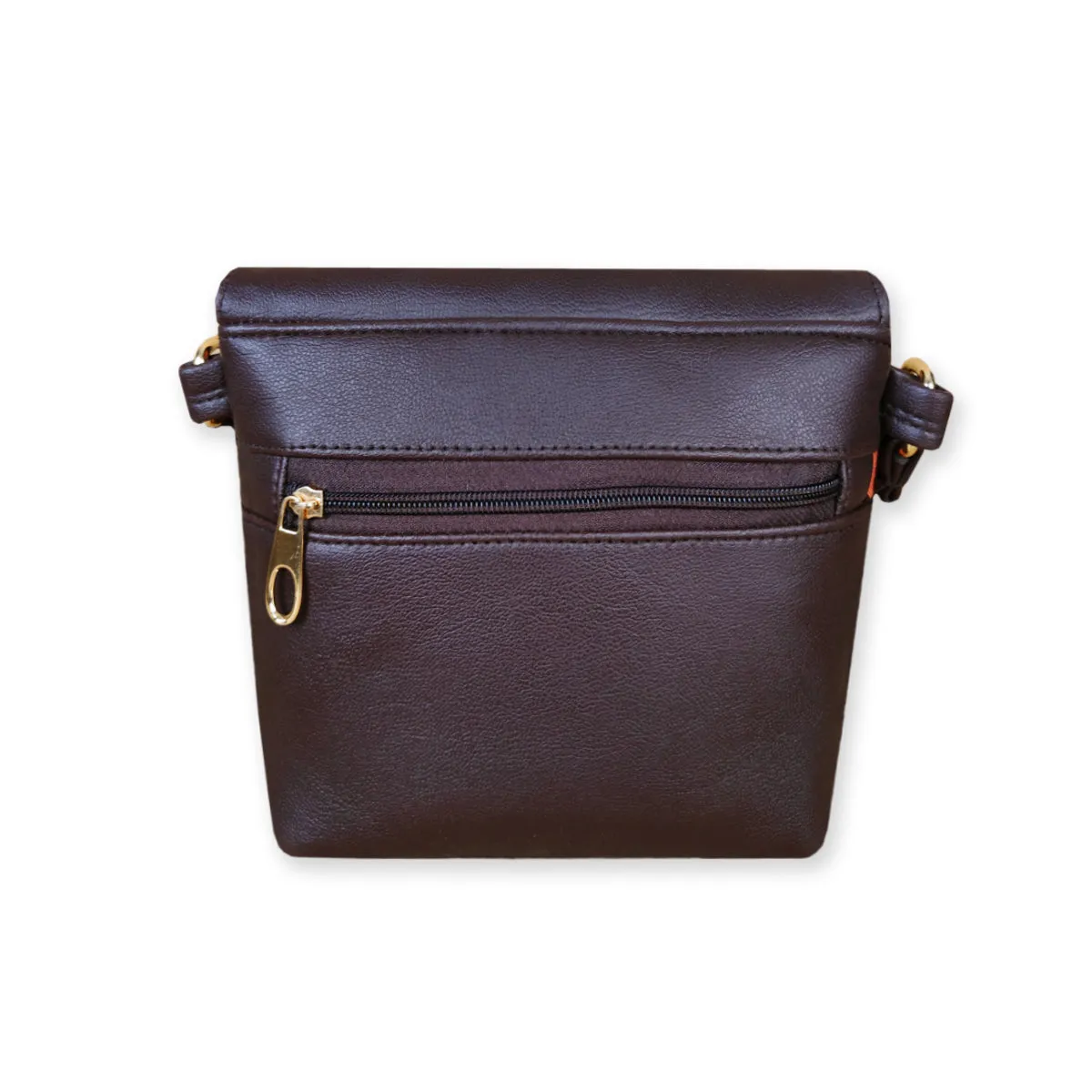 Brown Checks Flap Sling Bag