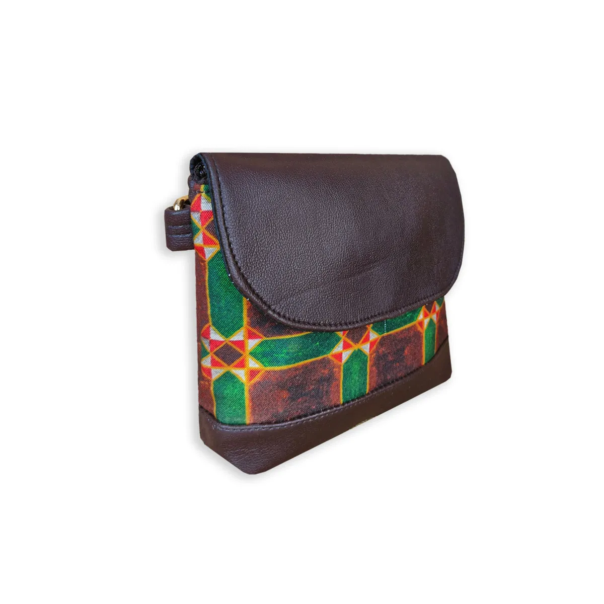 Brown Checks Flap Sling Bag
