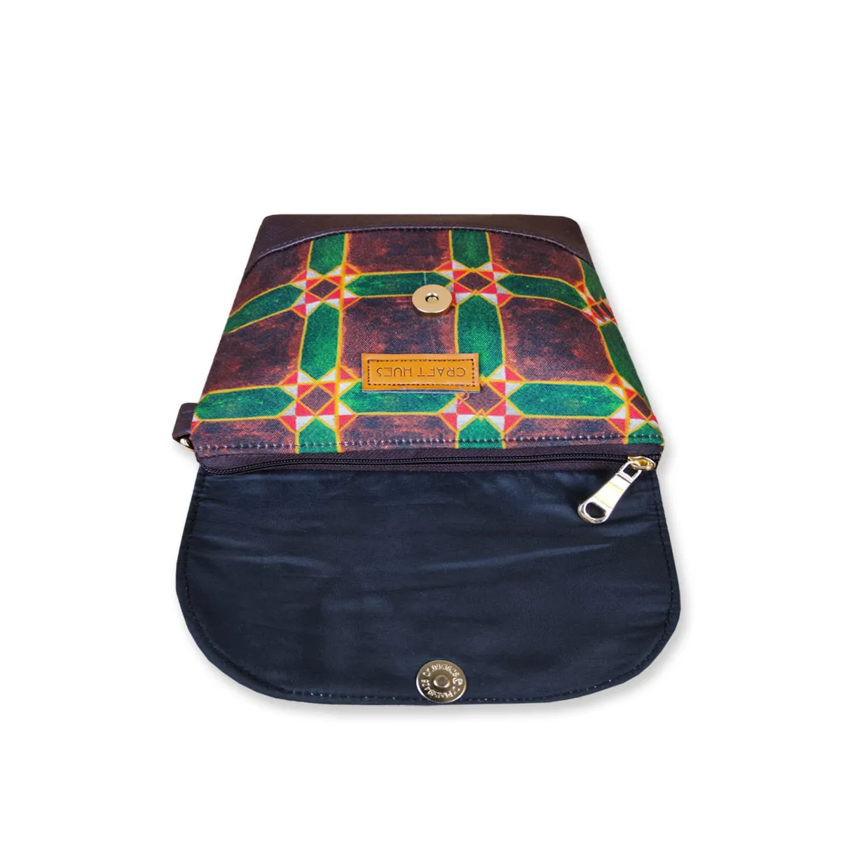Brown Checks Flap Sling Bag