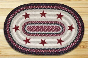 Burgundy Stars Oval Patch Rug