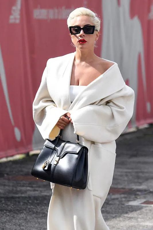 Celine Hedi Slimane Medium New 16 Bag in Black Satinated Calfskin