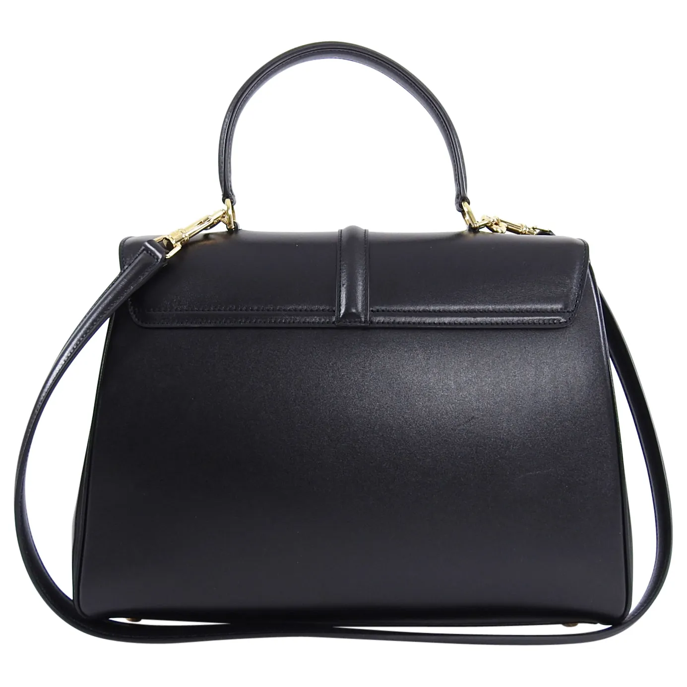 Celine Hedi Slimane Medium New 16 Bag in Black Satinated Calfskin