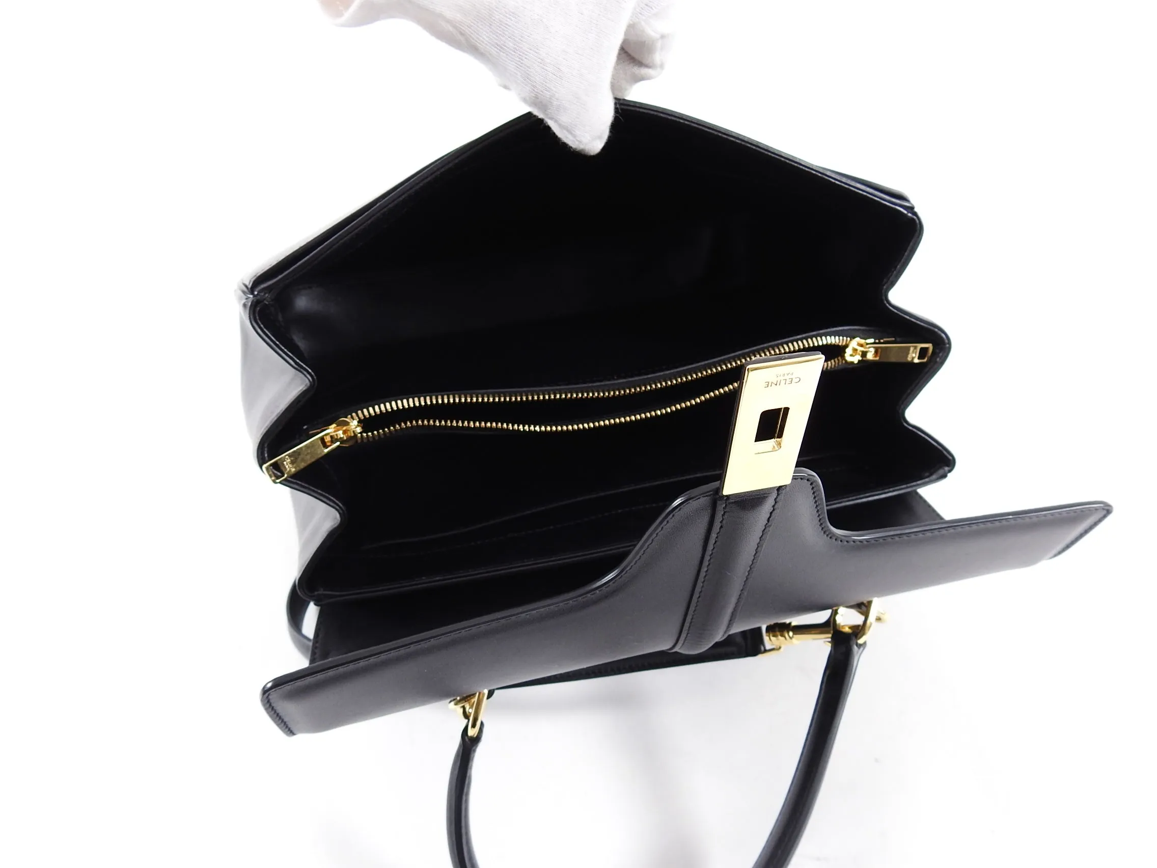 Celine Hedi Slimane Medium New 16 Bag in Black Satinated Calfskin