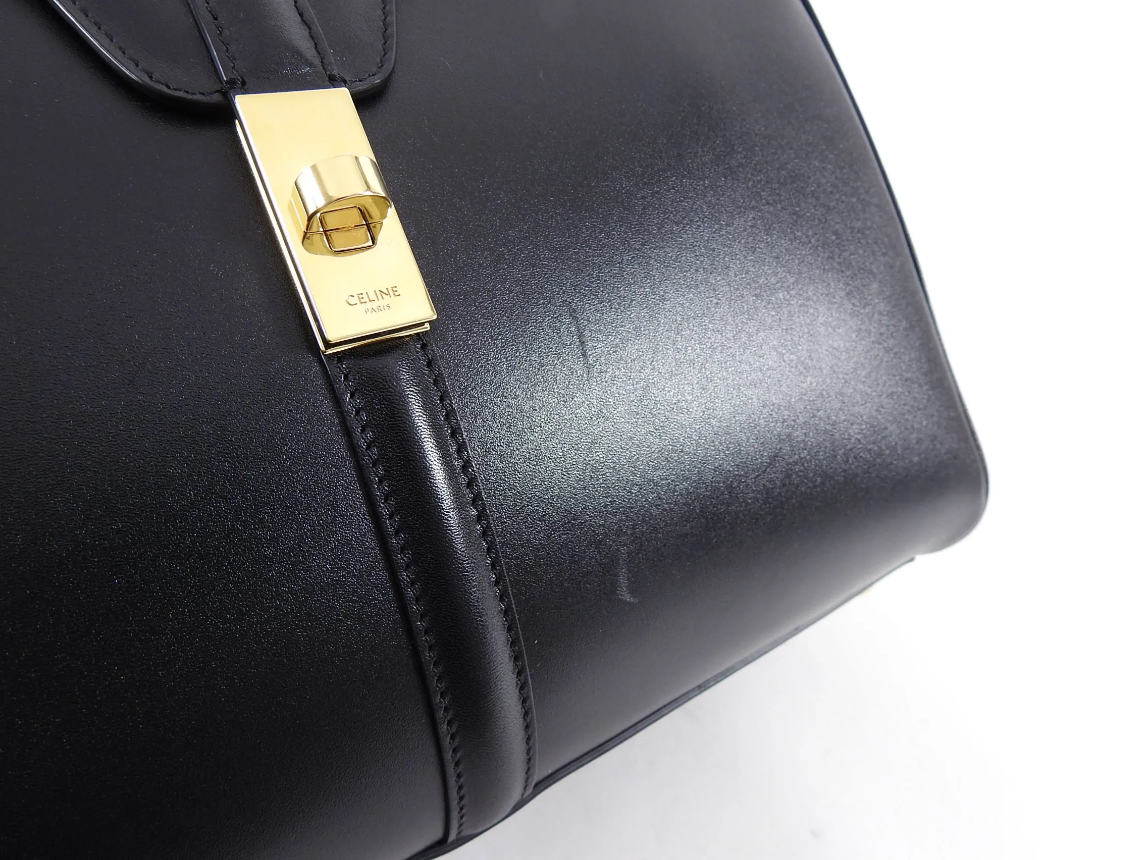 Celine Hedi Slimane Medium New 16 Bag in Black Satinated Calfskin