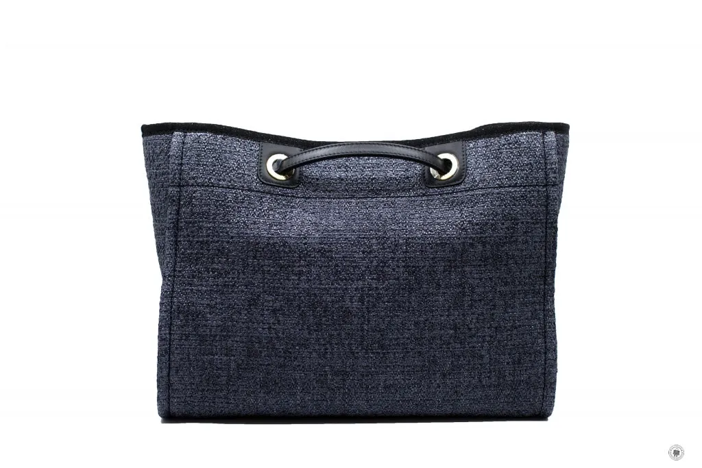 Chanel A67001 Y84118 Deauville Shopping Tote Black   94305 Fabric Tote Bag Pbhw