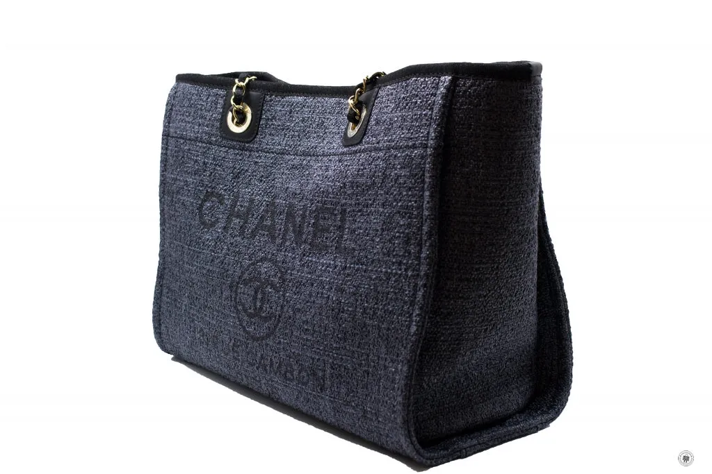 Chanel A67001 Y84118 Deauville Shopping Tote Black   94305 Fabric Tote Bag Pbhw