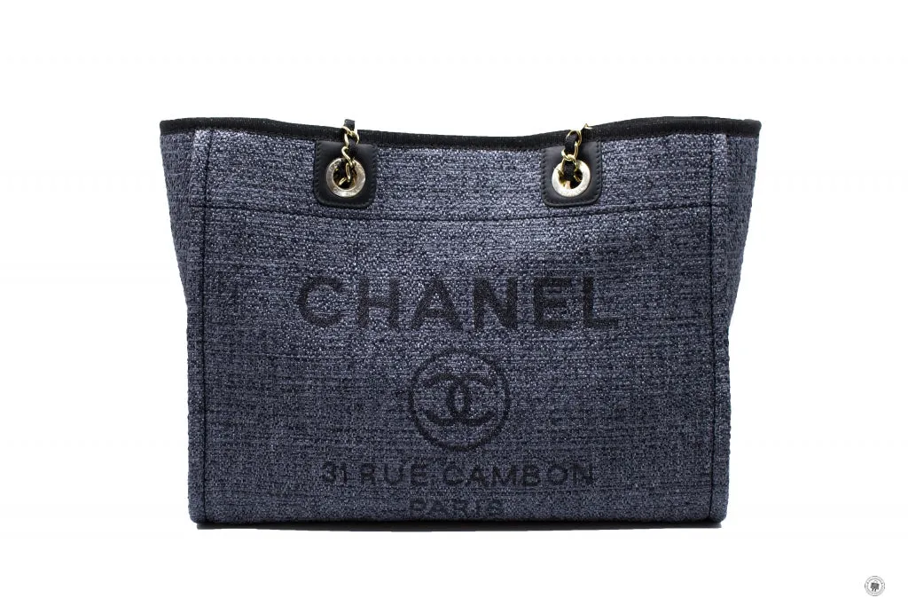 Chanel A67001 Y84118 Deauville Shopping Tote Black   94305 Fabric Tote Bag Pbhw