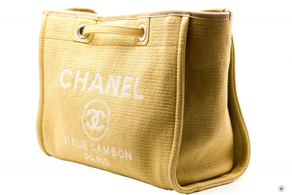 Chanel A67001B07300 Deauville Shopping Tote  Khaki   NG121 Fabric Tote Bag Shw