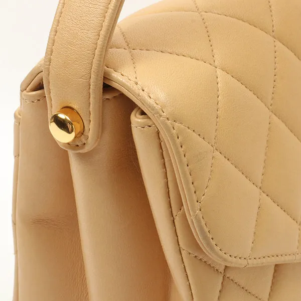 Chanel Around 1997 Made V-Flap Turn-Lock Handbag Beige