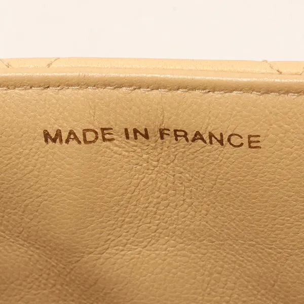 Chanel Around 1997 Made V-Flap Turn-Lock Handbag Beige
