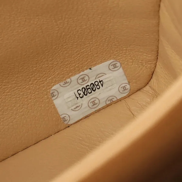 Chanel Around 1997 Made V-Flap Turn-Lock Handbag Beige