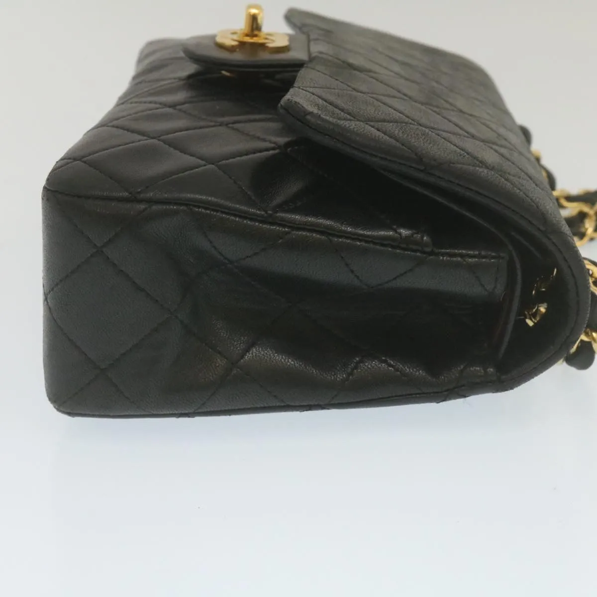 CHANEL Classic Matelasse 23 Chain Flap Shoulder Bag Lamb Skin Black Auth lt398A