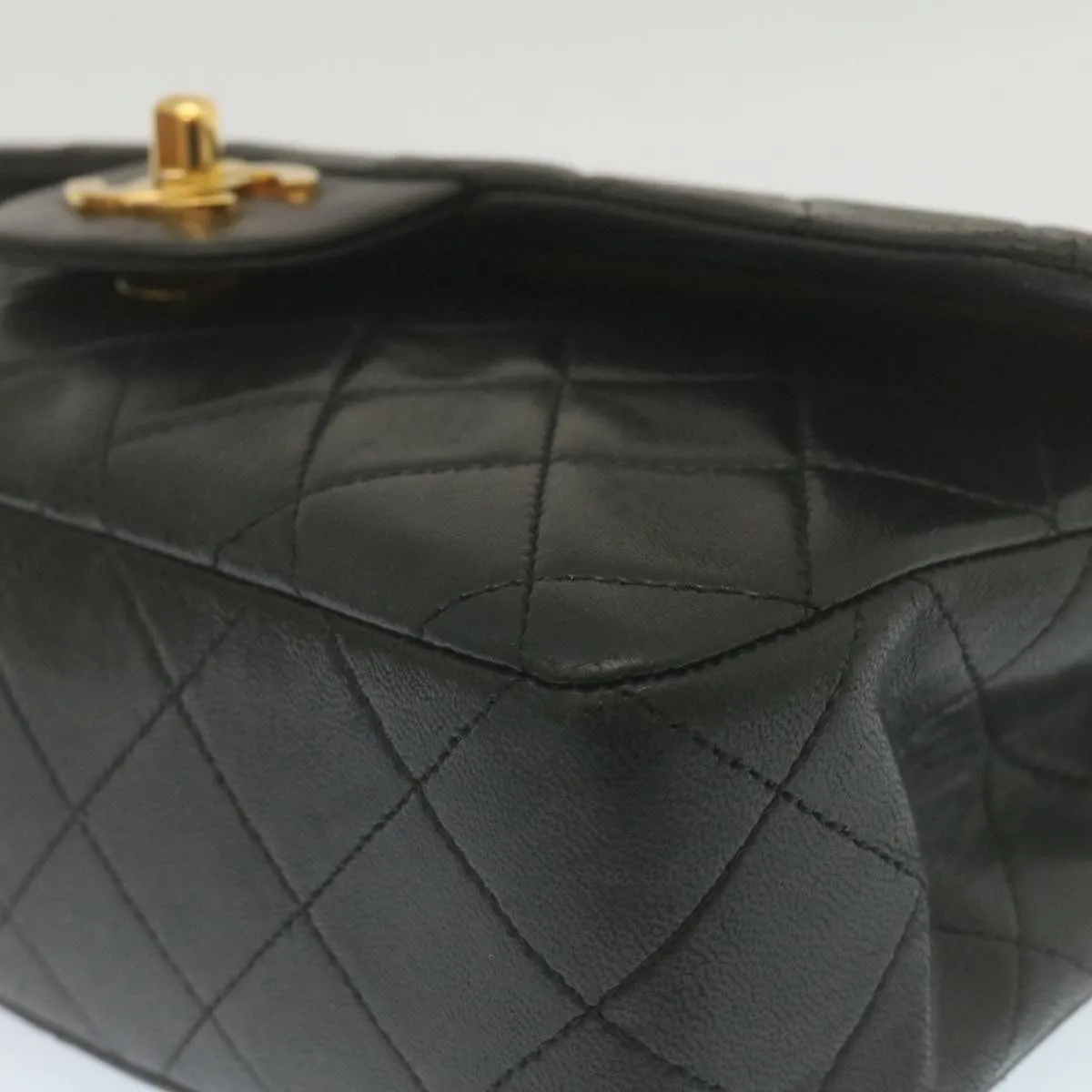 CHANEL Classic Matelasse 23 Chain Flap Shoulder Bag Lamb Skin Black Auth lt398A